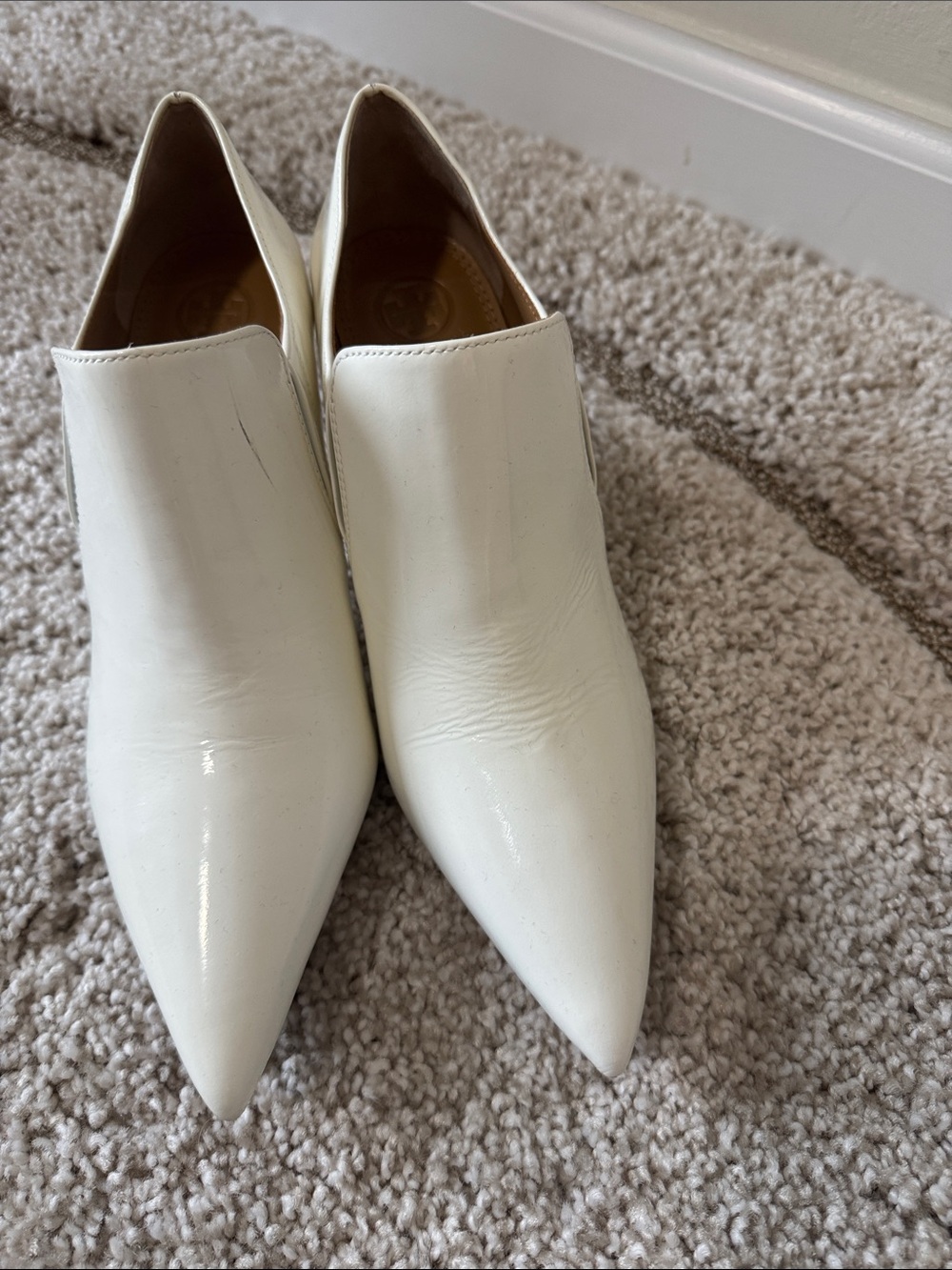 Tory Burch Ivory Pointed-Toe Slip-On Mules